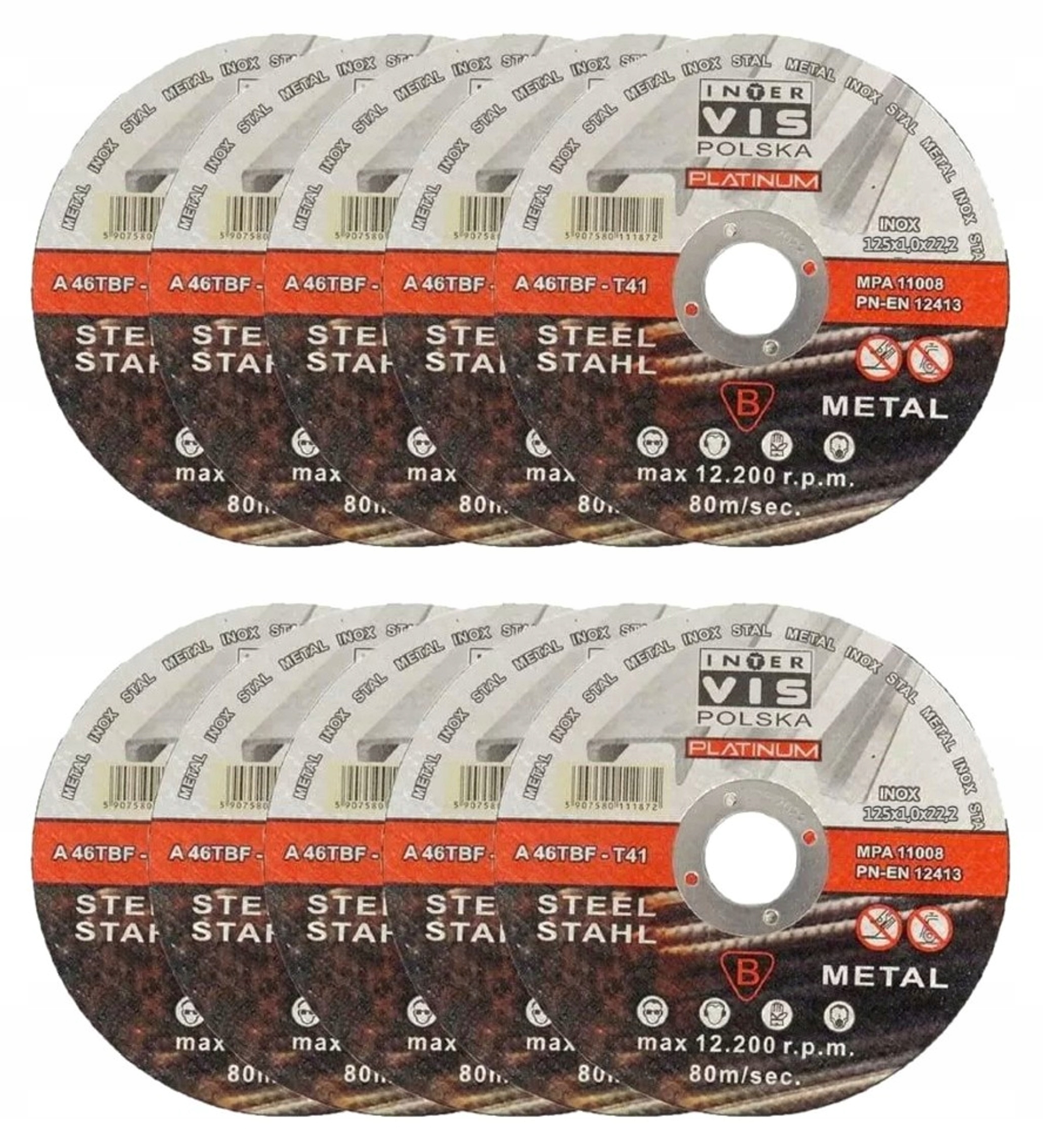 

10 szt Tarcza Tarcze Do Cięcia Metalu 125x1 Mocne