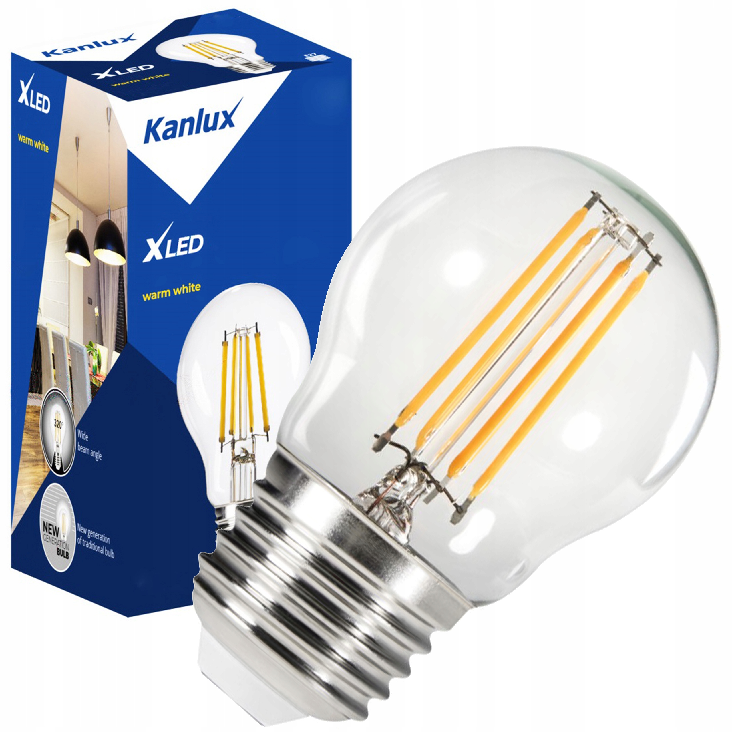 

Żarówka Led Xled Filament b.ciepły G45 E27 470lm