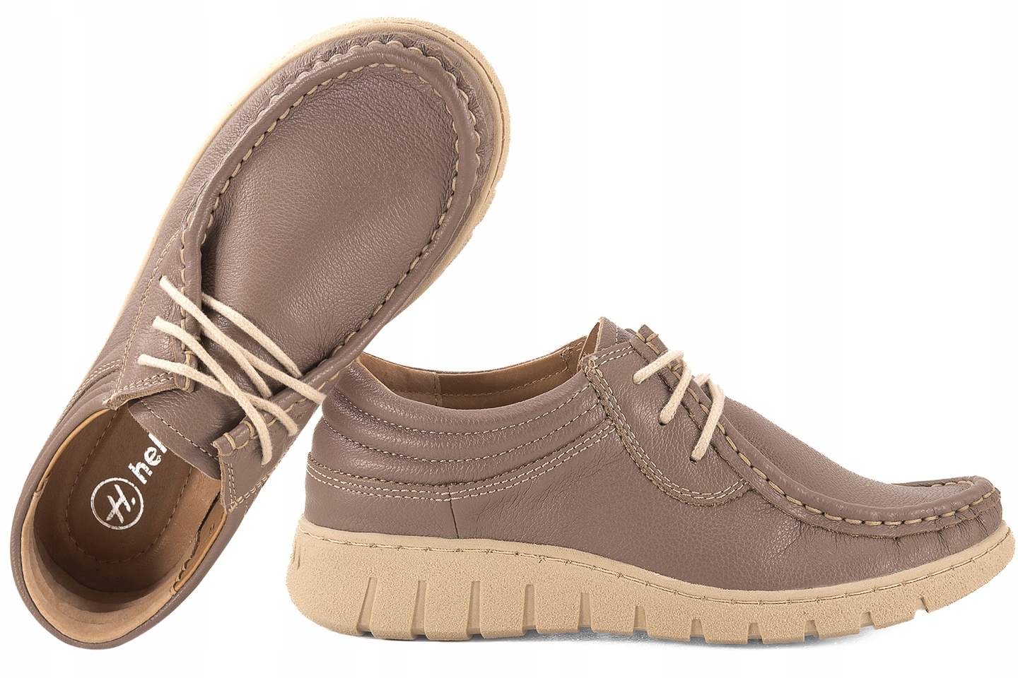 Helios 629S Dámské Šněrovací Kožené Polobotky khaki 38 Khaki