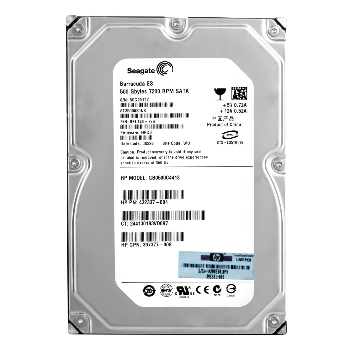 Hp 432337-004 500GB 7.2K 16MB Sata II 3.5'' GB0500C4413