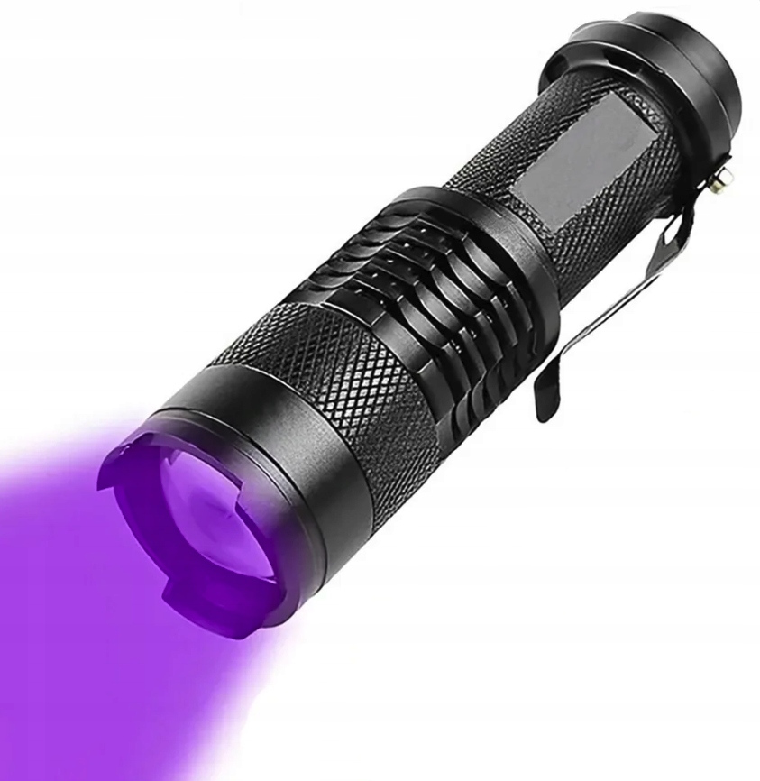 LATARKA UV LED TAKTYCZNA Z ZOOMEM DO BURSZTYNU BANKNOTÓW IPX4