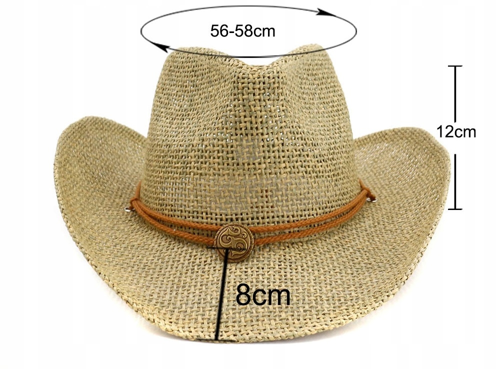 MĘSKI KAPELUSZ KOWBOJSKI SŁOMKOWY RĘCZNIE ROBIONY Materiał dominujący słoma