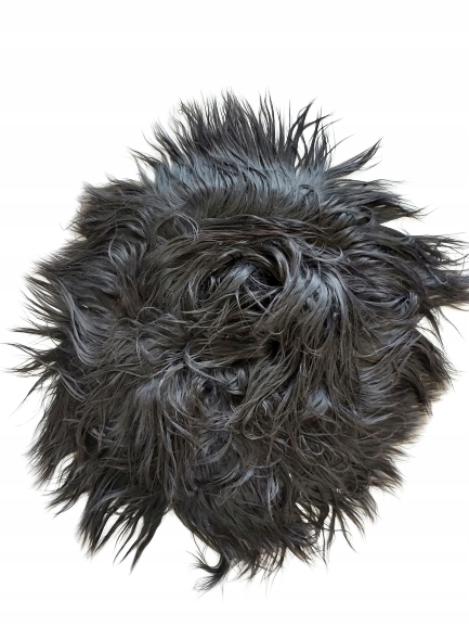 Koberec Kolo 70 cm Ovčia koža Čierna Dlhý vlas