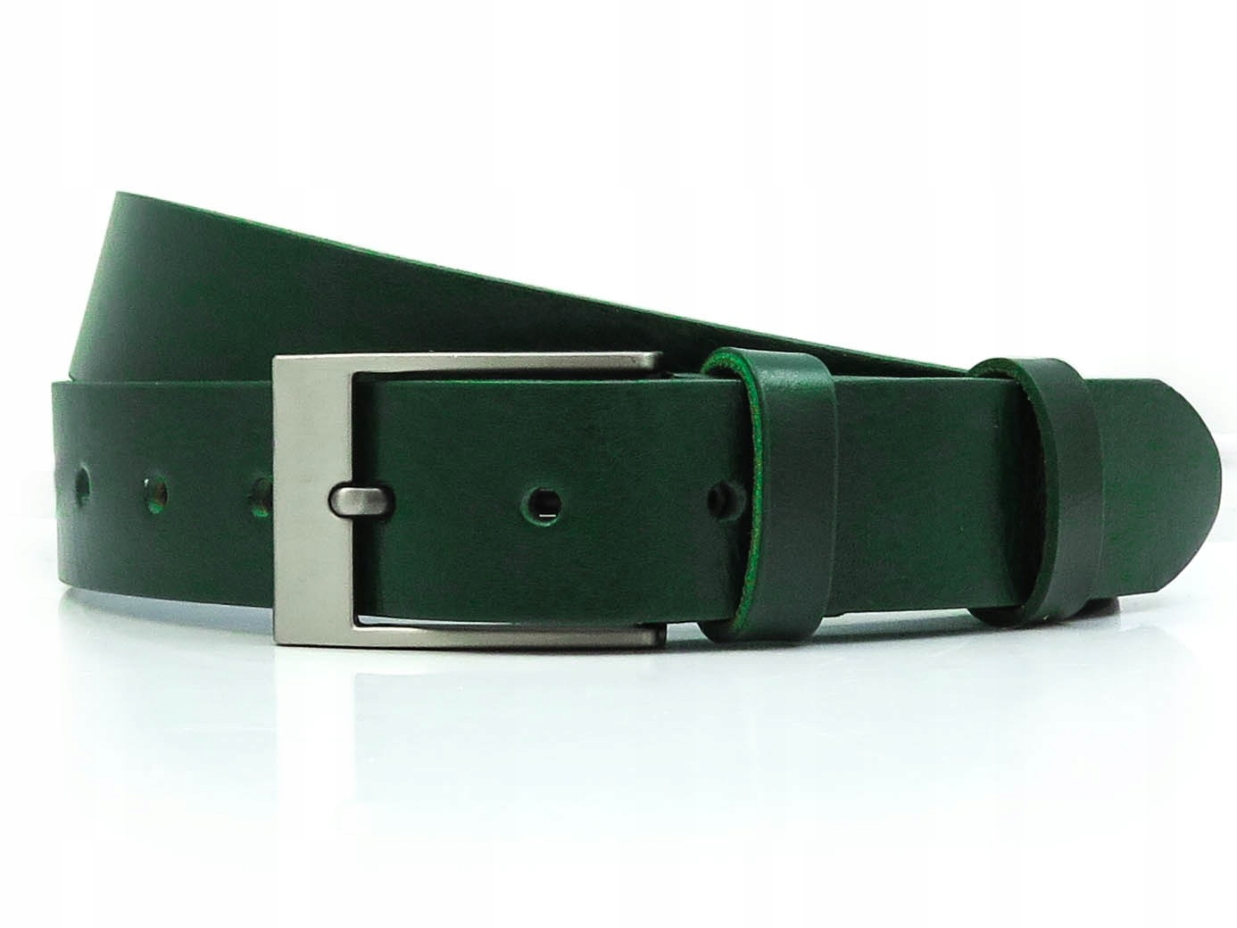Zielony skórzany pasek męski do spodni KMG27 100 cm