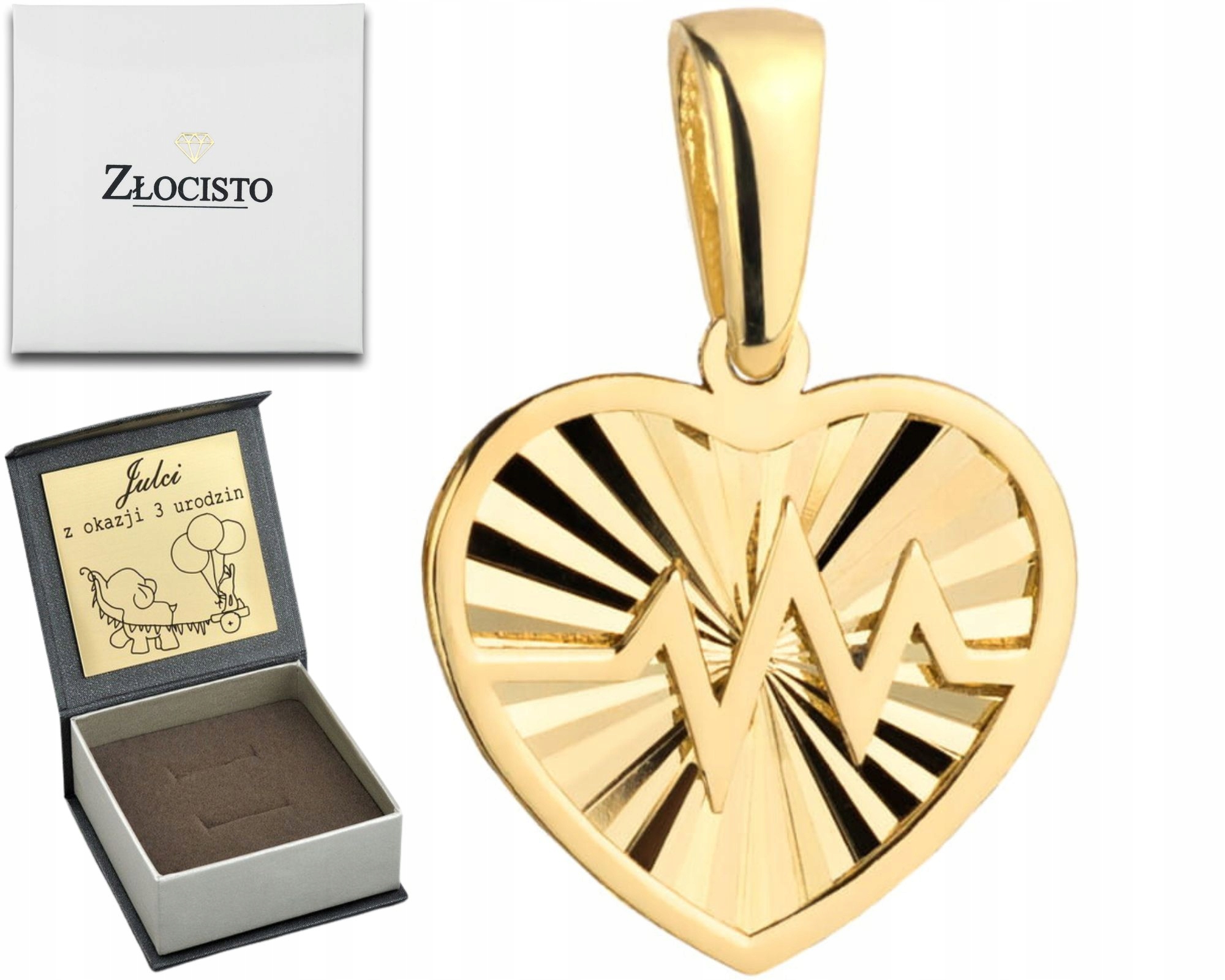 Zlatý Přívěsek S Diamantovým Srdce S Gravírování Dárek Ryzost 585