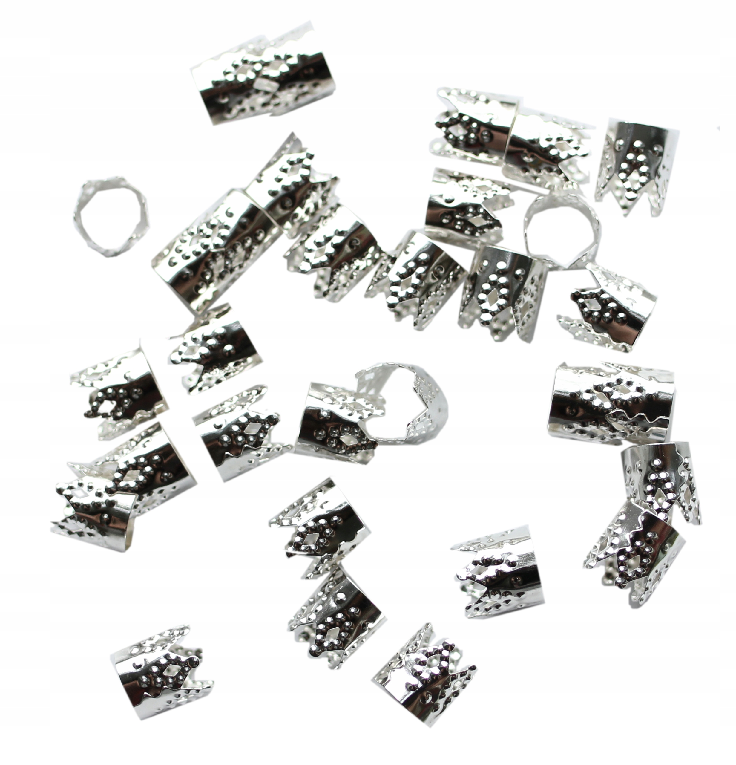 

Koraliki zaciskowe warkoczyki srebrne korony