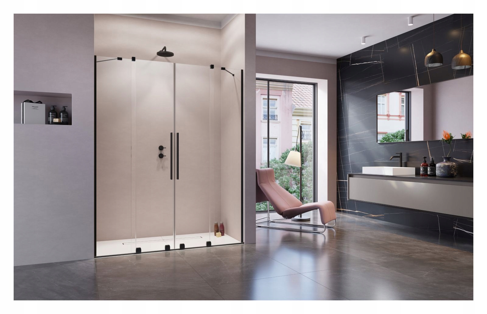 Drzwi prysznicowe do wnęki przesuwne 130 cm mirror Szerokość produktu 130 cm