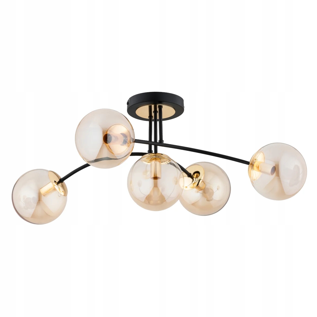 Lampa Sufitowa Alfa Latina Glamour 5xE14 10W Czarno-Złota Szklane Kule