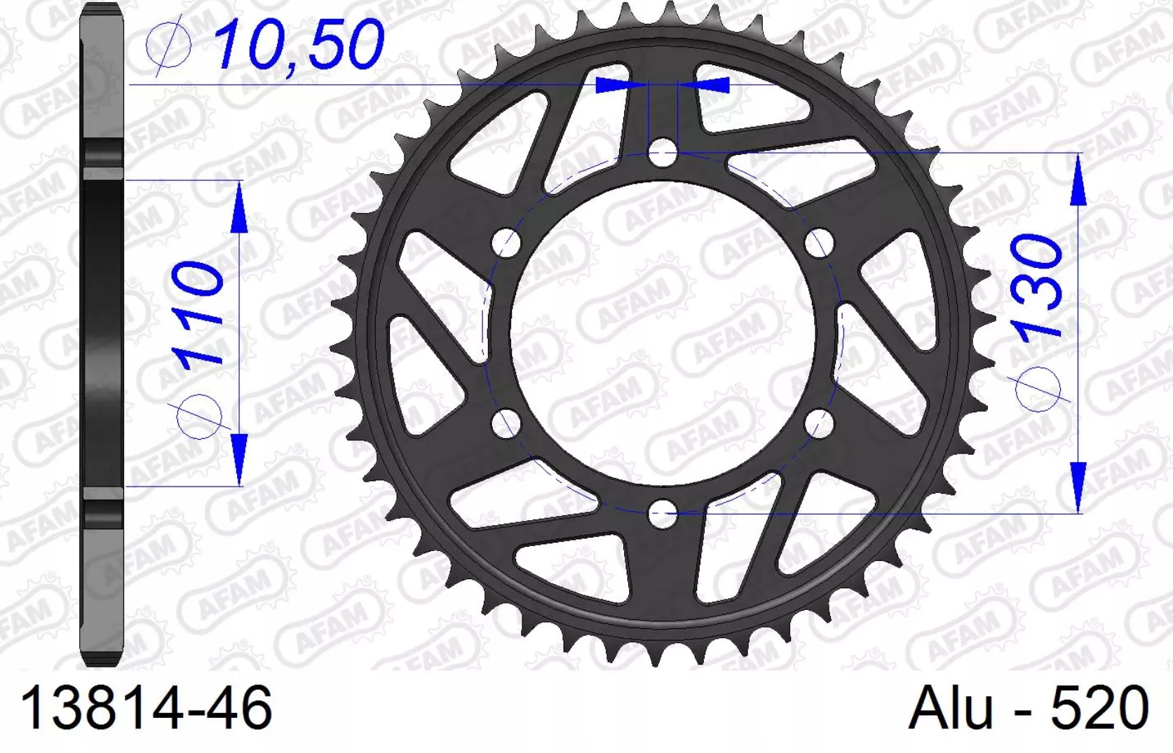 Zadné Ozubené Koleso Afam 520 46 Suzuki Gsxr Yamaha R6 R1