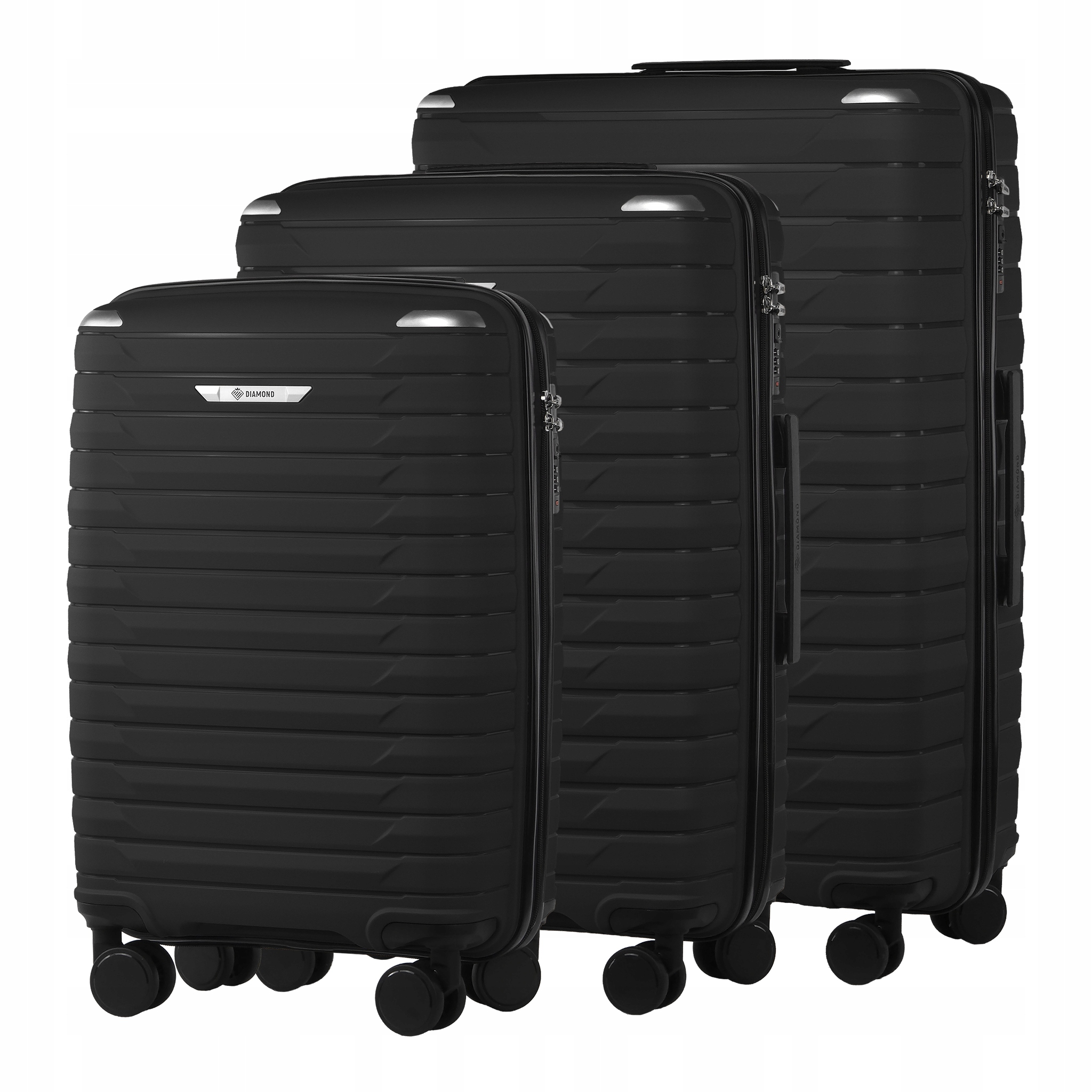 Sada Cestovních Kufrů 3v1 Z Polypropylenu Diamond Černá P420