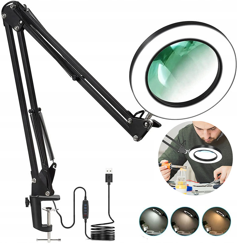 LAMPKA KREŚLARSKA BIURKOWA SZKOLNA BIURKO DO BLATU LED LUPA POWIĘKSZAJĄCA Marka Inna