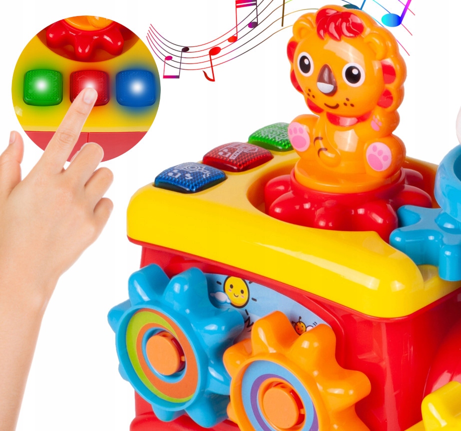 INTERAKTYWNA ZABAWKA CIUCHCIA LOKOMOTYWA Z DŹWIĘKIEM ŚWIATŁA RUCHOME ELEME. Materiał plastik inny