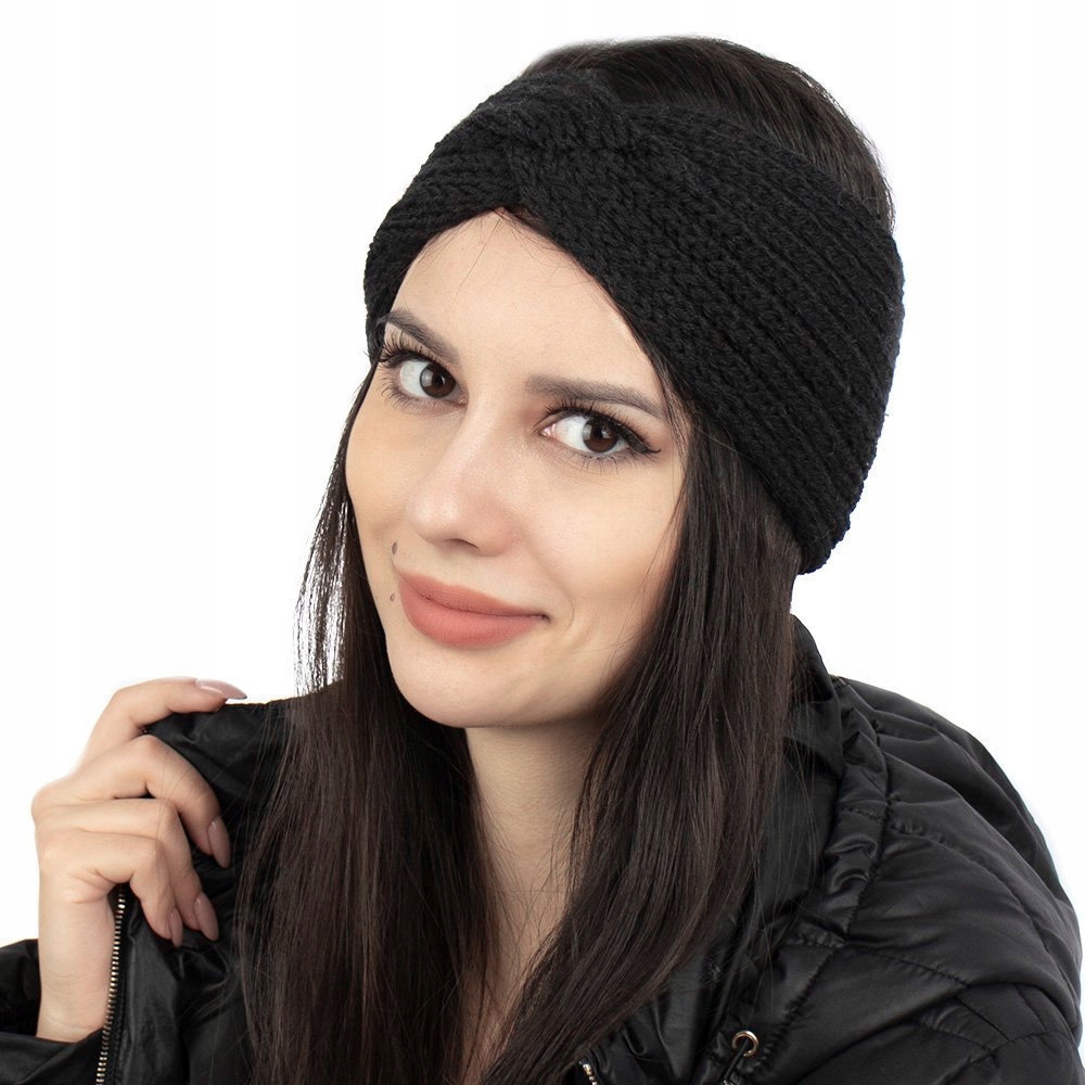 

Opaska Do Włosów zimowa Turban czarna Węzeł