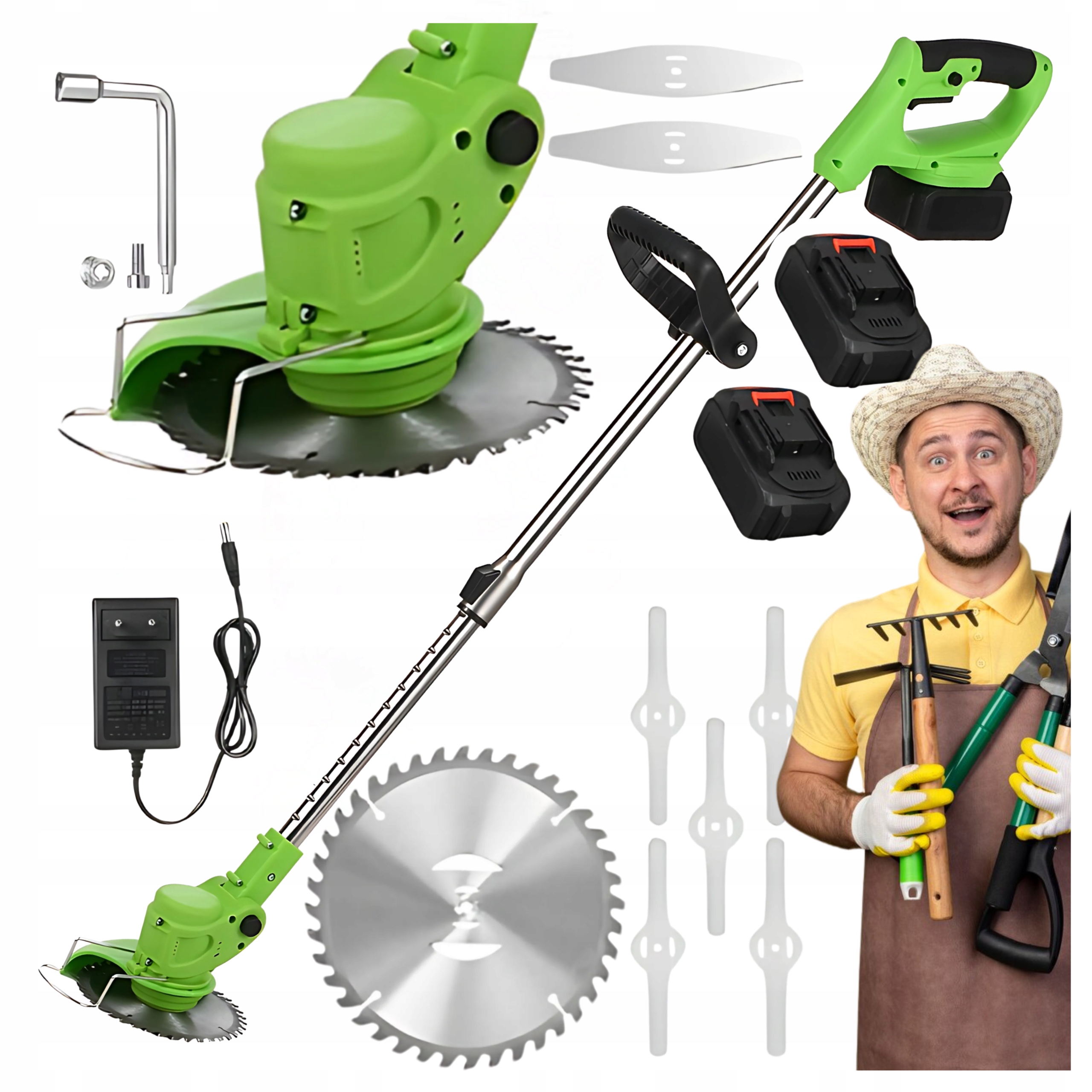 Podkaszarka ogrodowa Kosa Bezprzewodowa 2 akumulatory 21V 3 różne ostrza