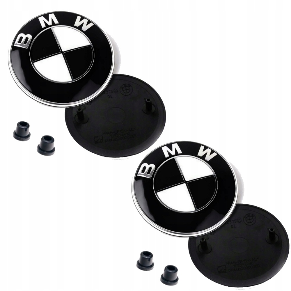 2 x Emblemat Czarno-biały do Bmw 82mm Na Maske Klape Znaczek Logo Tulejki