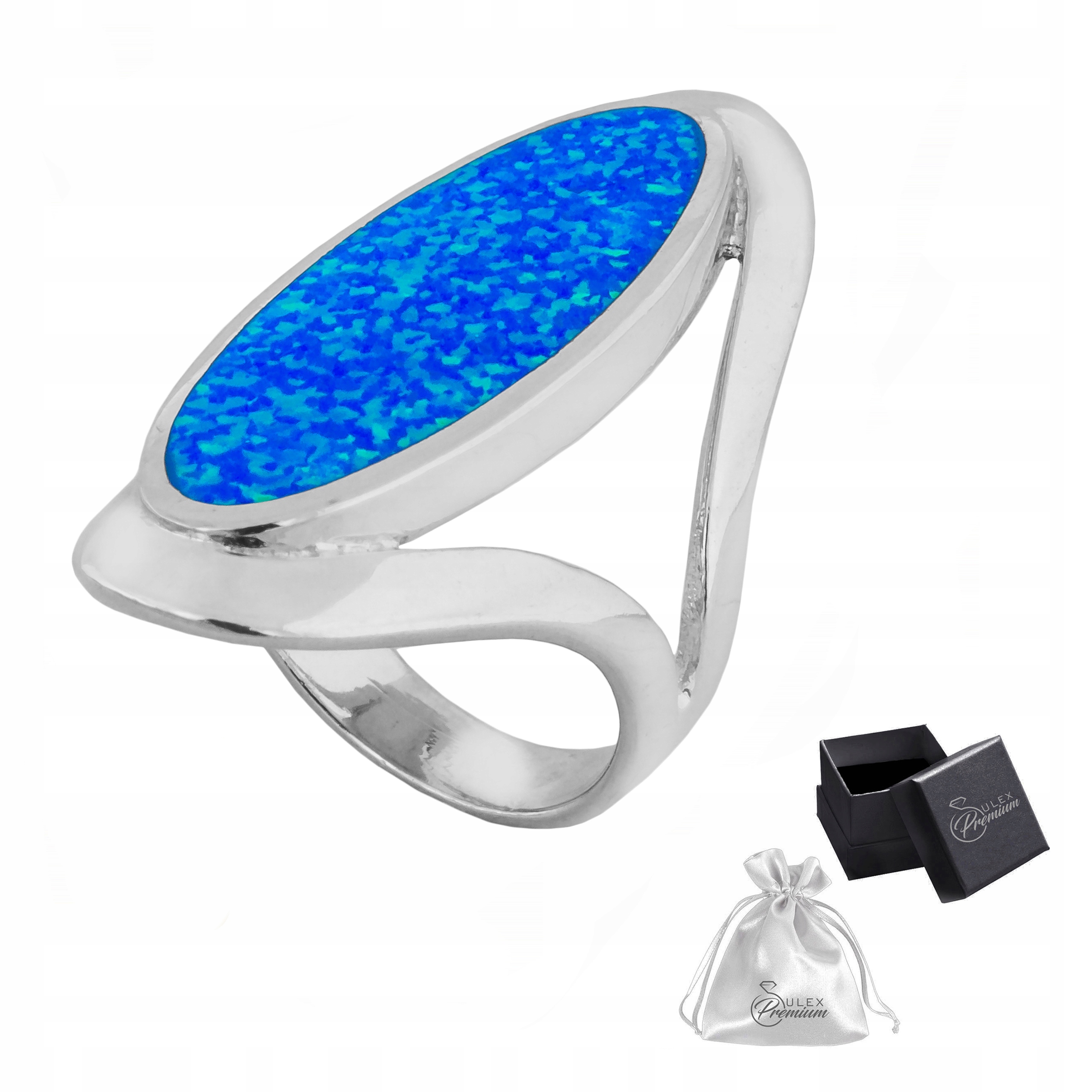 Opál Prstýnek ryzost 925 Elegantní s modrým opálem vel.