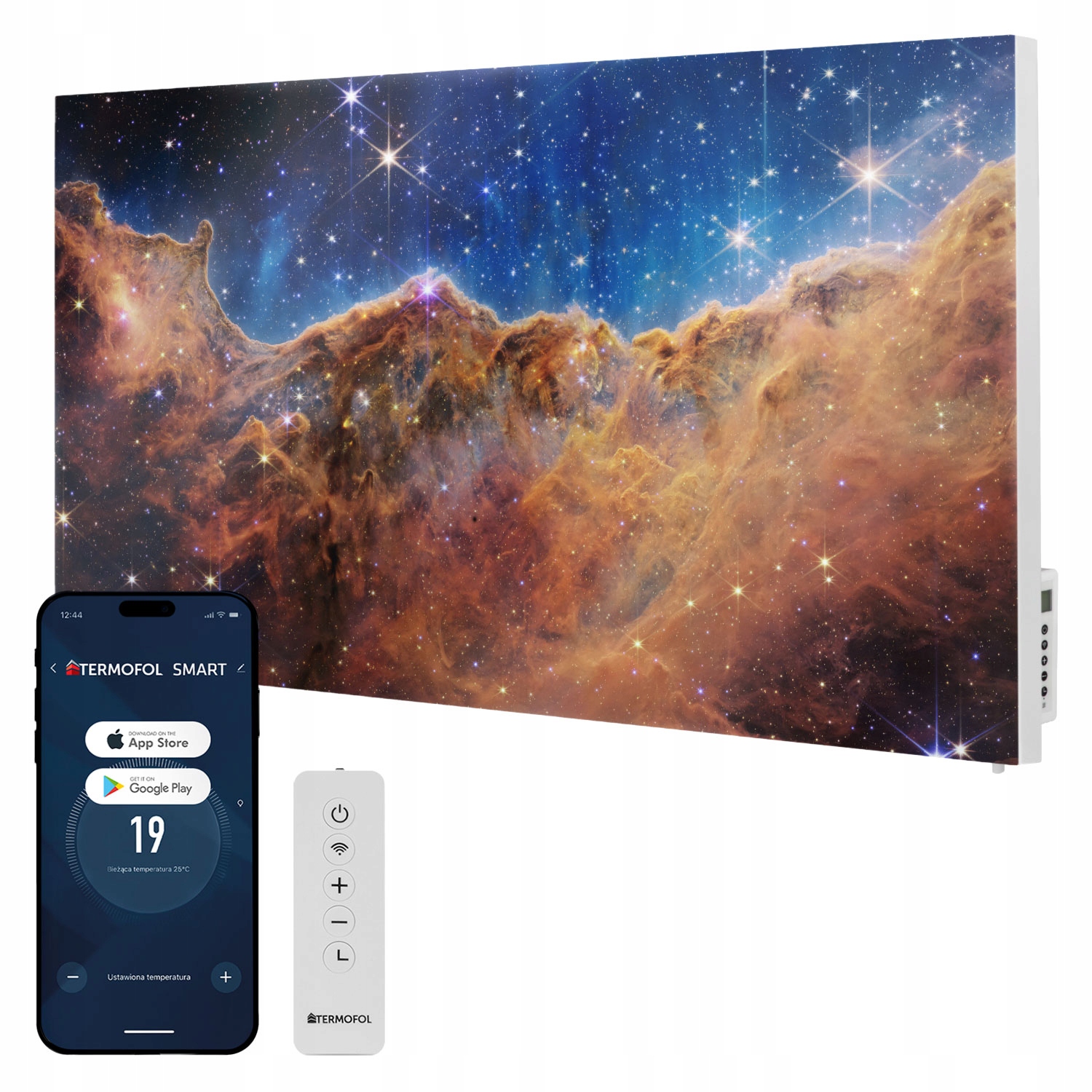 Infračervený ohrievač s obrazom Hmlovina Carina 700 W 120 x 60 cm WiFi