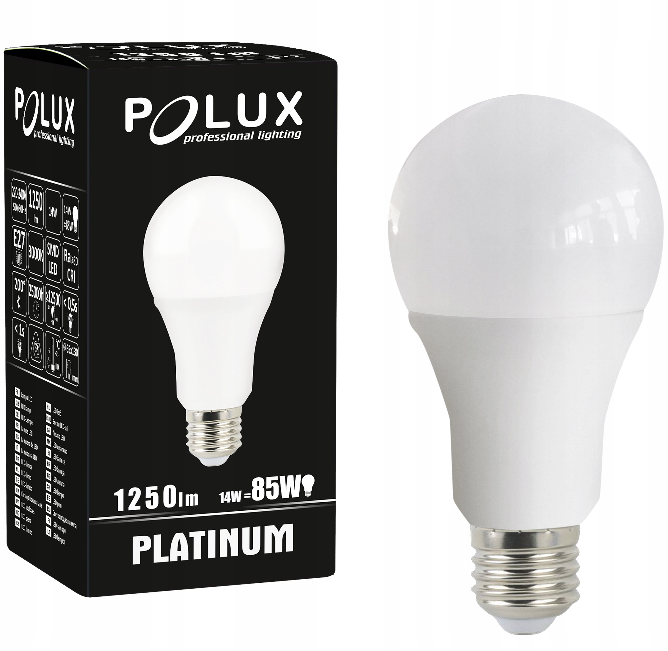 

Żarówka Led E27 A65 14W 85W Polux 3000K Ciepła