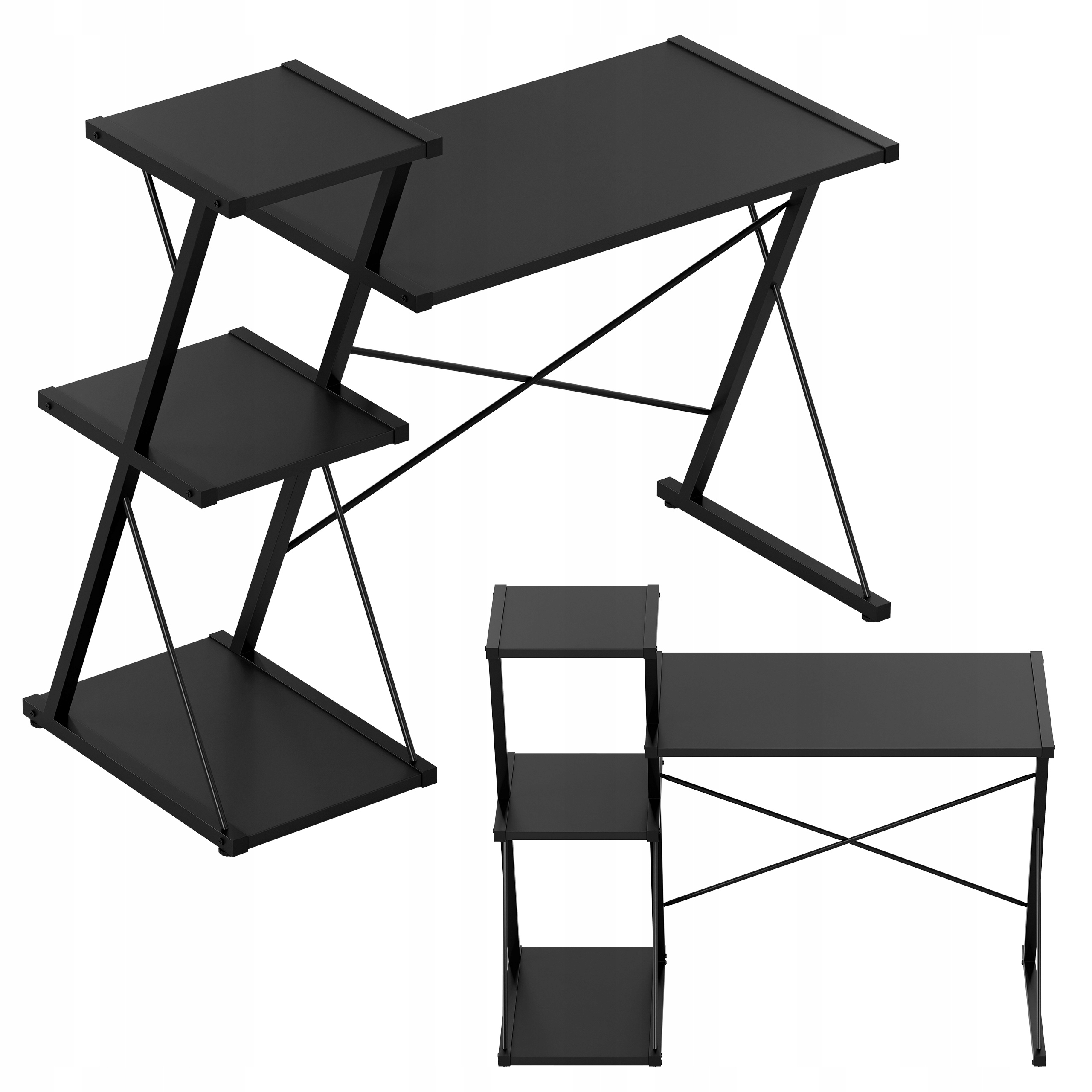 Malý počítačový stůl Mark Adler černý s loftovými policemi pro práci i studium