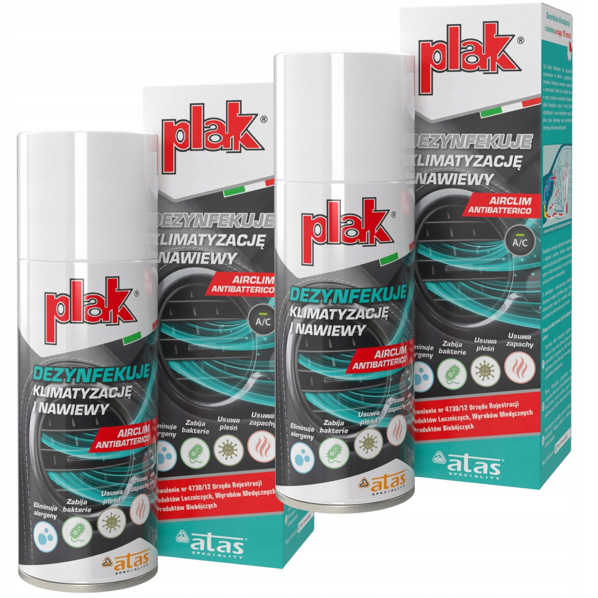 2x Preparat do dezynfekcji klimatyzacji Atas Plak Airclim 200 ml