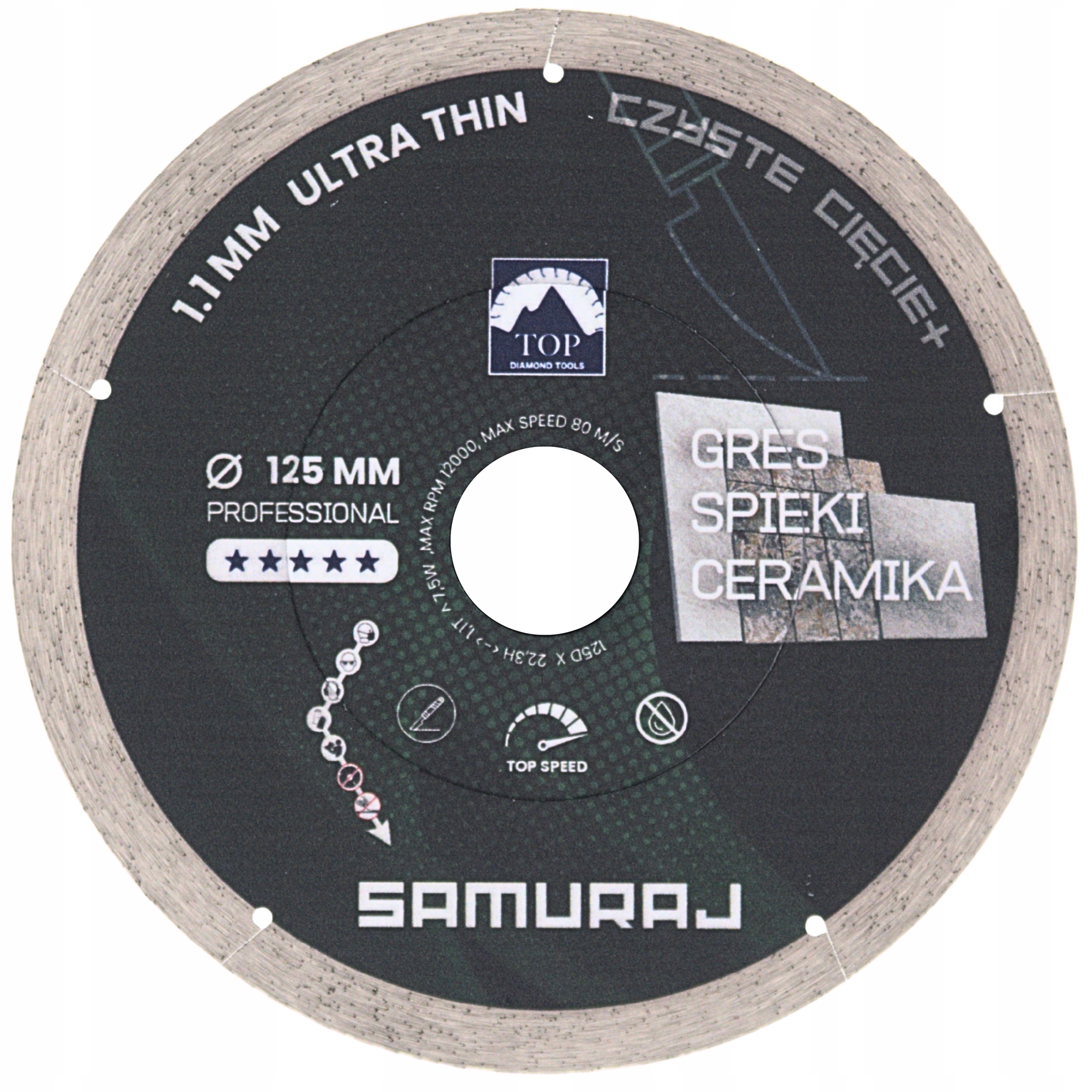 Diamantový kotouč na řezání keramických dlaždic Top Samuraj 125 mm