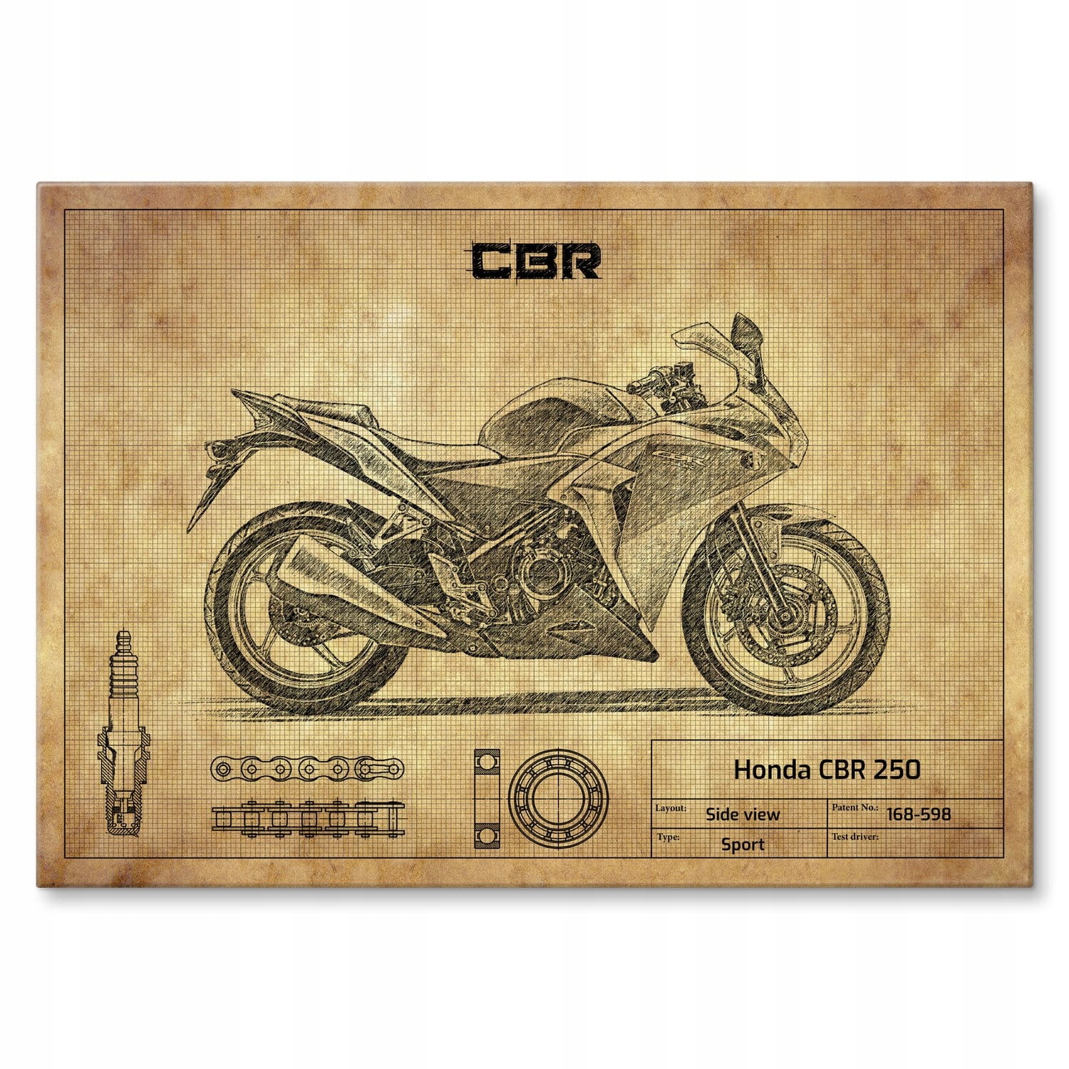 Plech Plakát Kovový Velká Grafika Dárek Honda Cbr Motor Motocykl Obraz