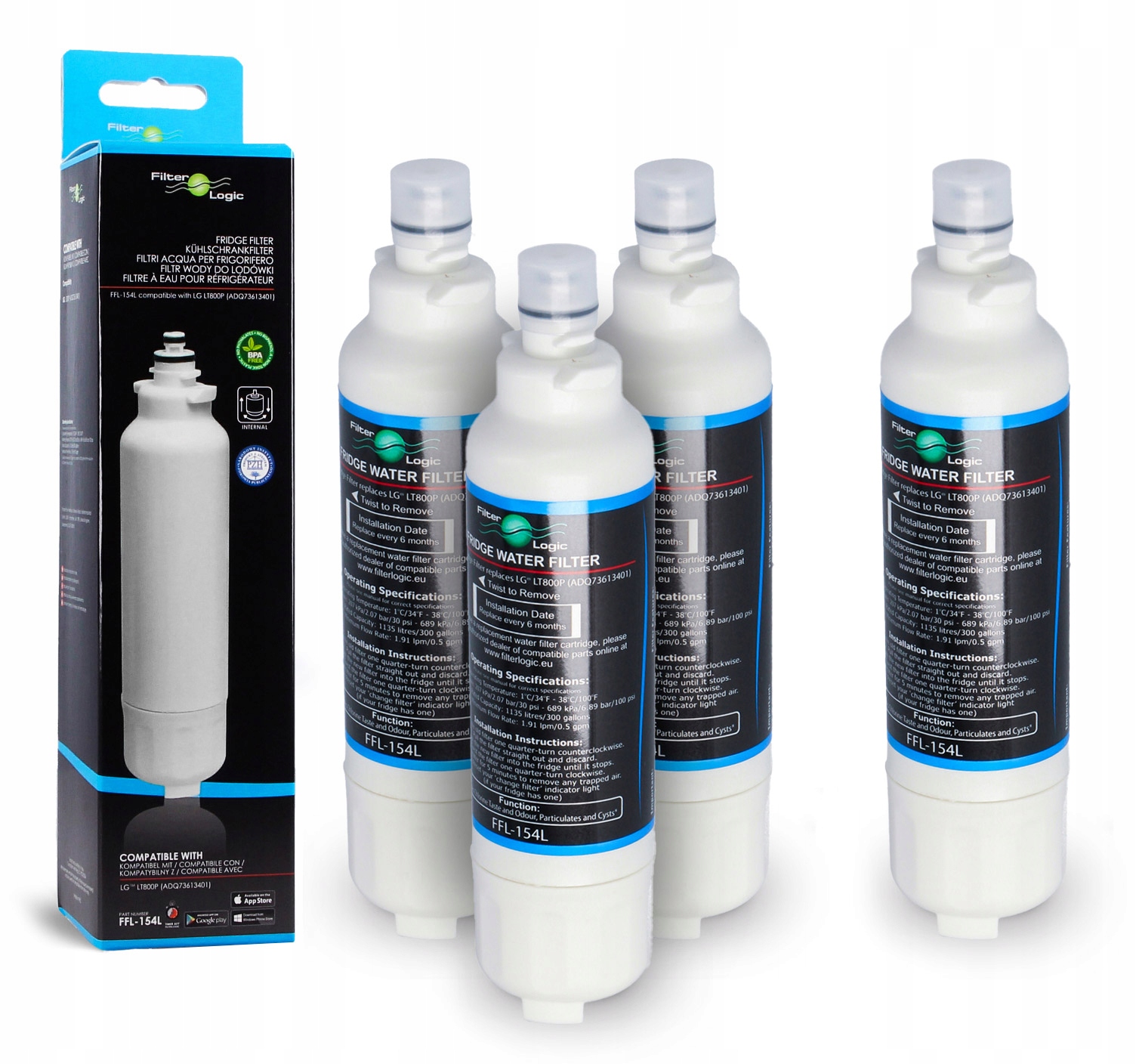 Filtr wkład wody do lodówki FilterLogic FFL-154L 4 szt.