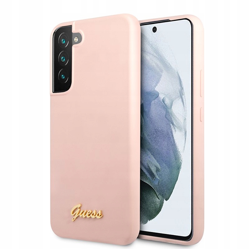 Guess Silicone Script Metal Logo Etui Samsung Galaxy S22+ (różowy)