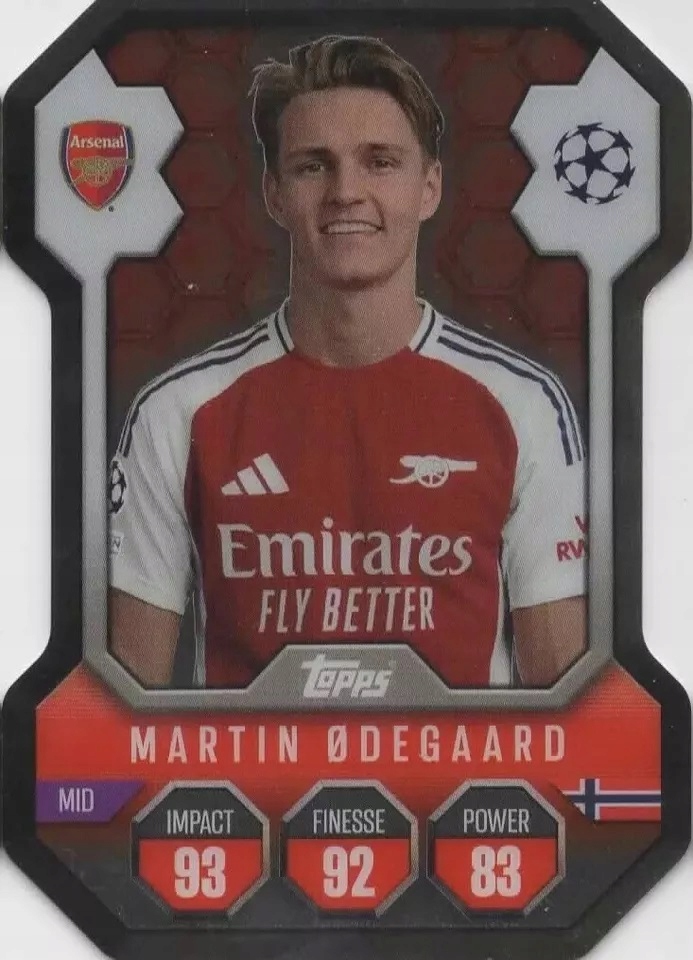 Topps Match Attax 2024-2025 Chrome Pro Elite Shield Sh 2 Odegaard Arsenal