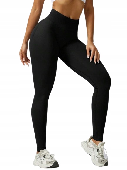 Shein Legginsy Sportowe Czarne Dopasowane Damskie S 1KB