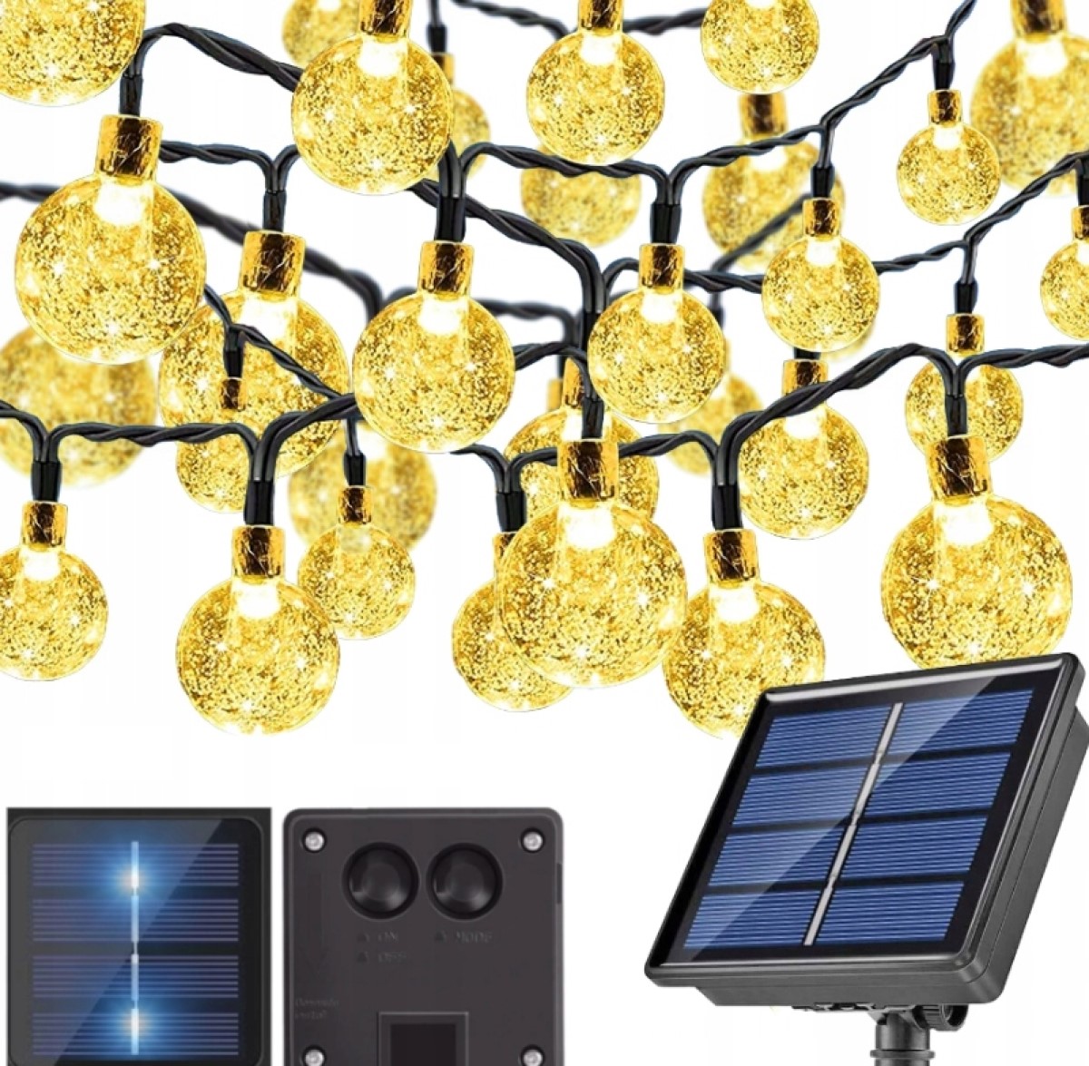 Solární Lampy 20LED Girlanda Zahrada Světelná Šňůra Světelný Řetěz Teplé