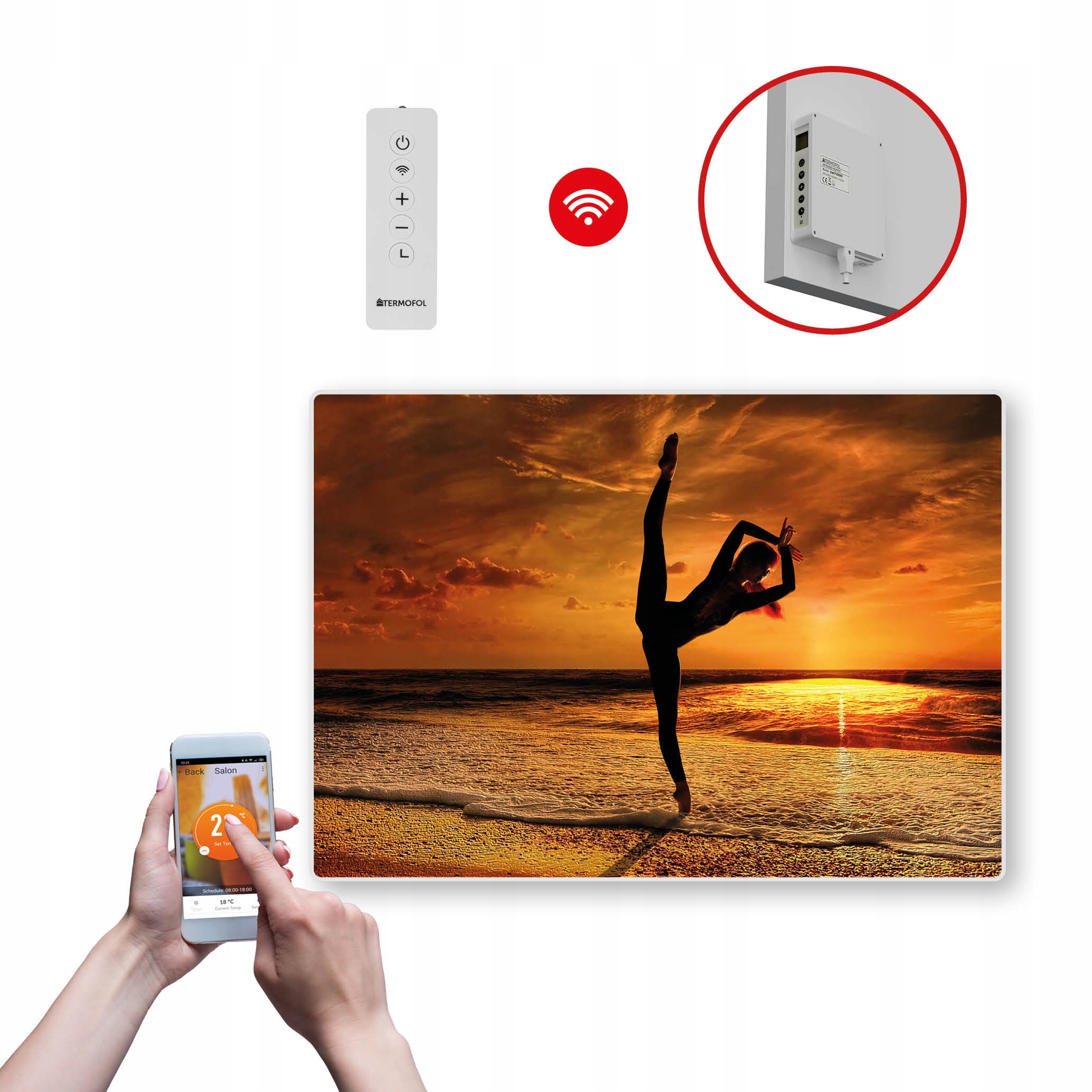 Dekoračný infračervený Vykurovací Panel s výkonom 500 W a Wifi