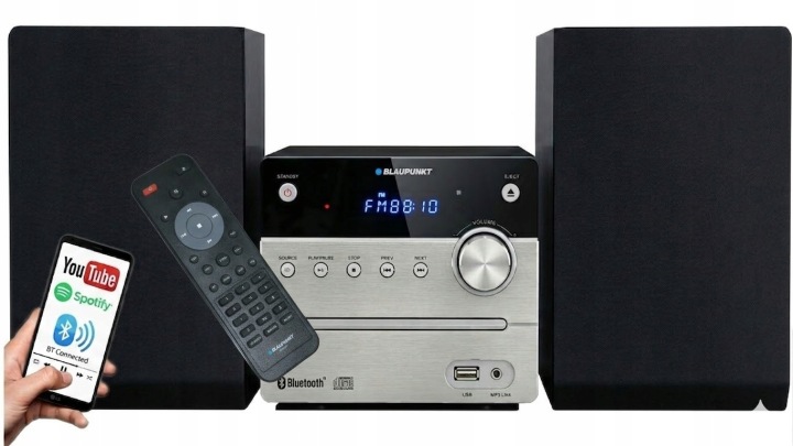 Wieża stereo Blaupunkt MS12BT CD/MP3/FM/BT/USB 30W Aux Pilot