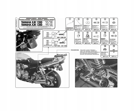 Kappa rám centrálneho kufra Yamaha Xjr 1200