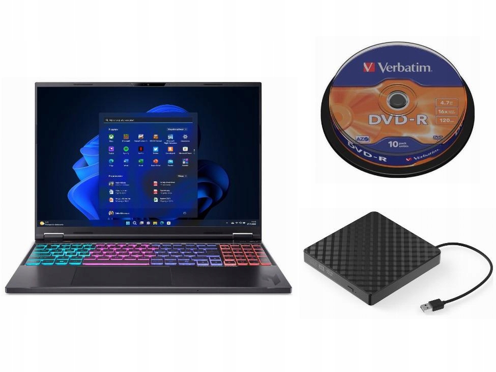 Laptop Acer Windows 11 Pro Amd Ryzen Ai Zewnętrzny Napęd DVD 10 Płyt