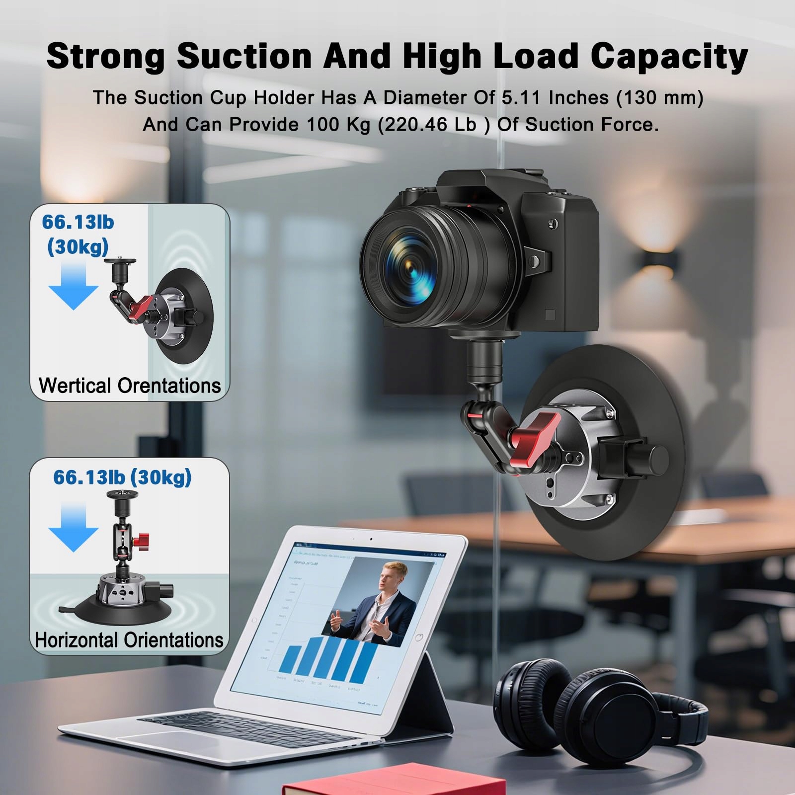 Uchwyt Samochodowy Przyssawka Do Kamery Telefonu DSLR Magic Arm JUBORUI — miniatura 2