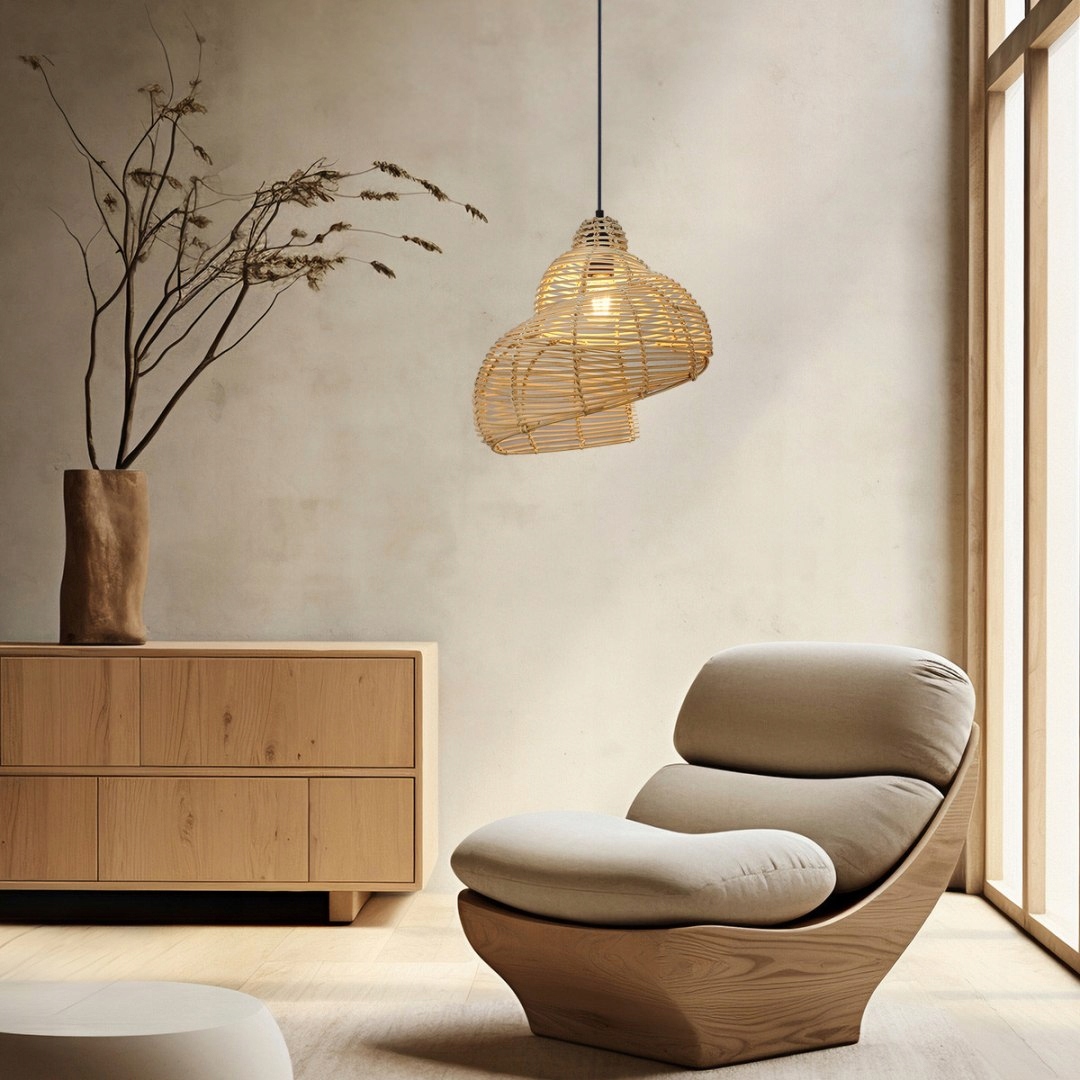 Light Prestige Rattanowa lampa wisząca Shella 40 cm jasne drewno 1xE27