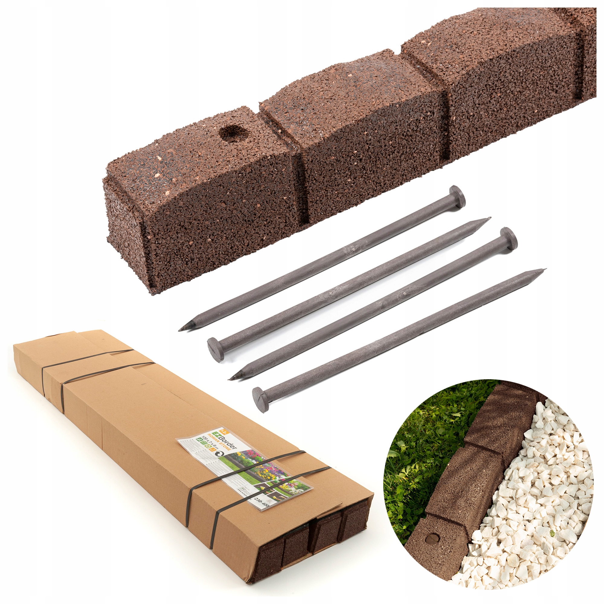 Obrzeże Ogrodowe Trawnikowe 4,8m Palisada Bruk Kamień Krawężnik Border Brąz