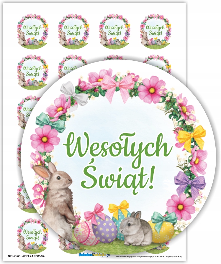 

Naklejki Wielkanocne Wesołych Świąt 40mm, 24 szt.