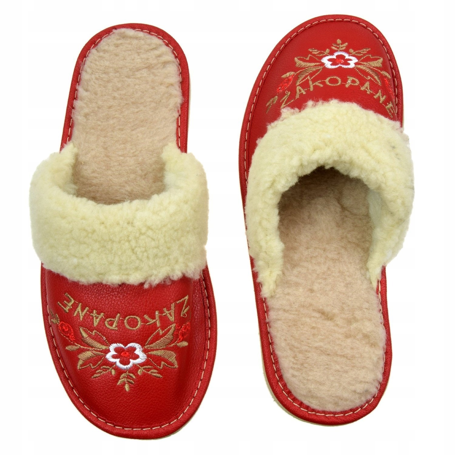 

Góralskie pantofle damskie Klapki skórzane Kapcie