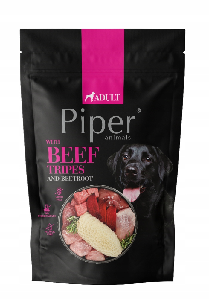 Levně Vlhké Krmivo pro psy Piper Animals s hovězími žaludky a červenou řepou 500