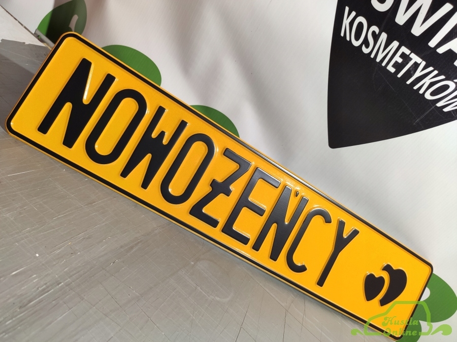 

Gotowa tablica tłoczona żółta Nowożeńcy czarny