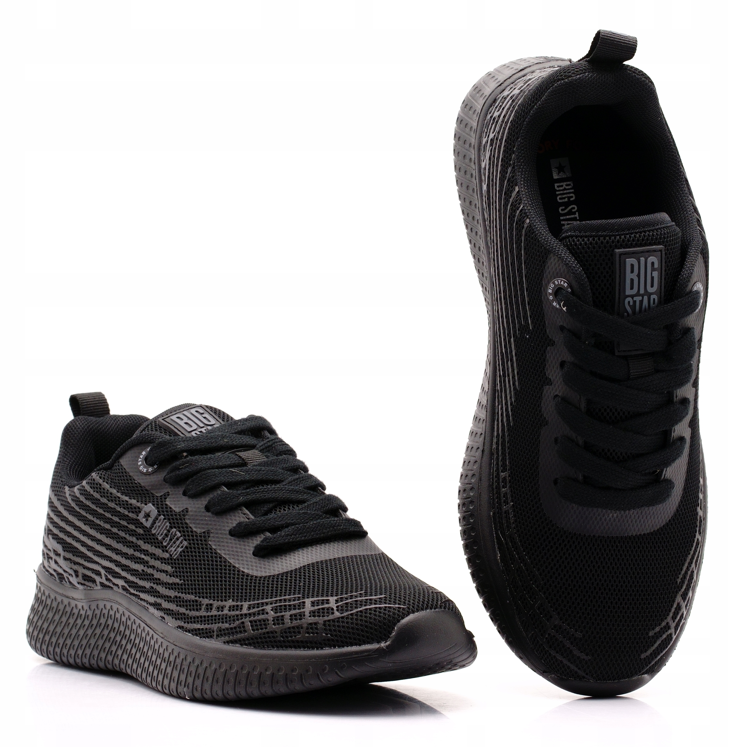 Big Star Buty Sportowe Damskie Adidasy Siatkowe Sznurowane Czarne 274662 38