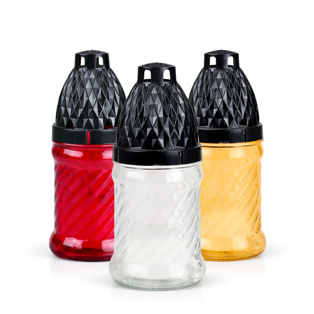 Znicz szklany LA2 14cm, wkład 30g, czas palenia 8h, mix kolorów 1 sztuka