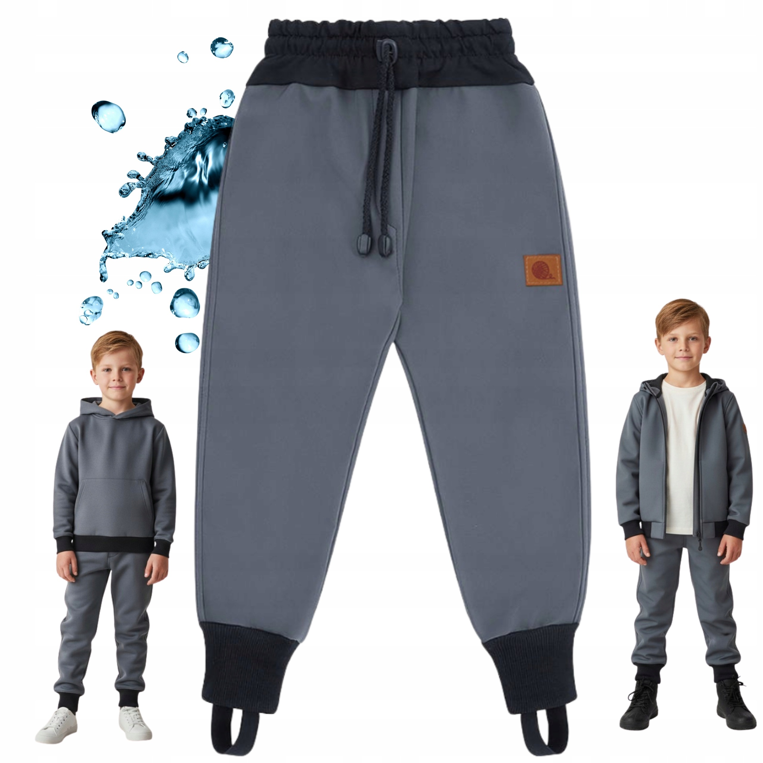 Spodnie Dziecięce Softshell Ciemnoszare Rozmiar 128 Wodoodporne Praktyczne