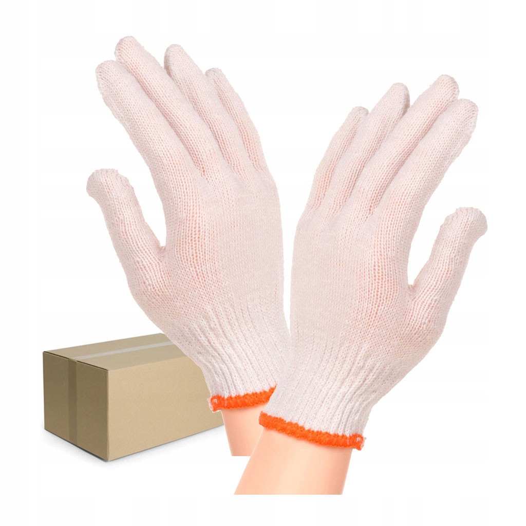 Bavlněná bílá pletená rukavice velikost 9/10 600 párů