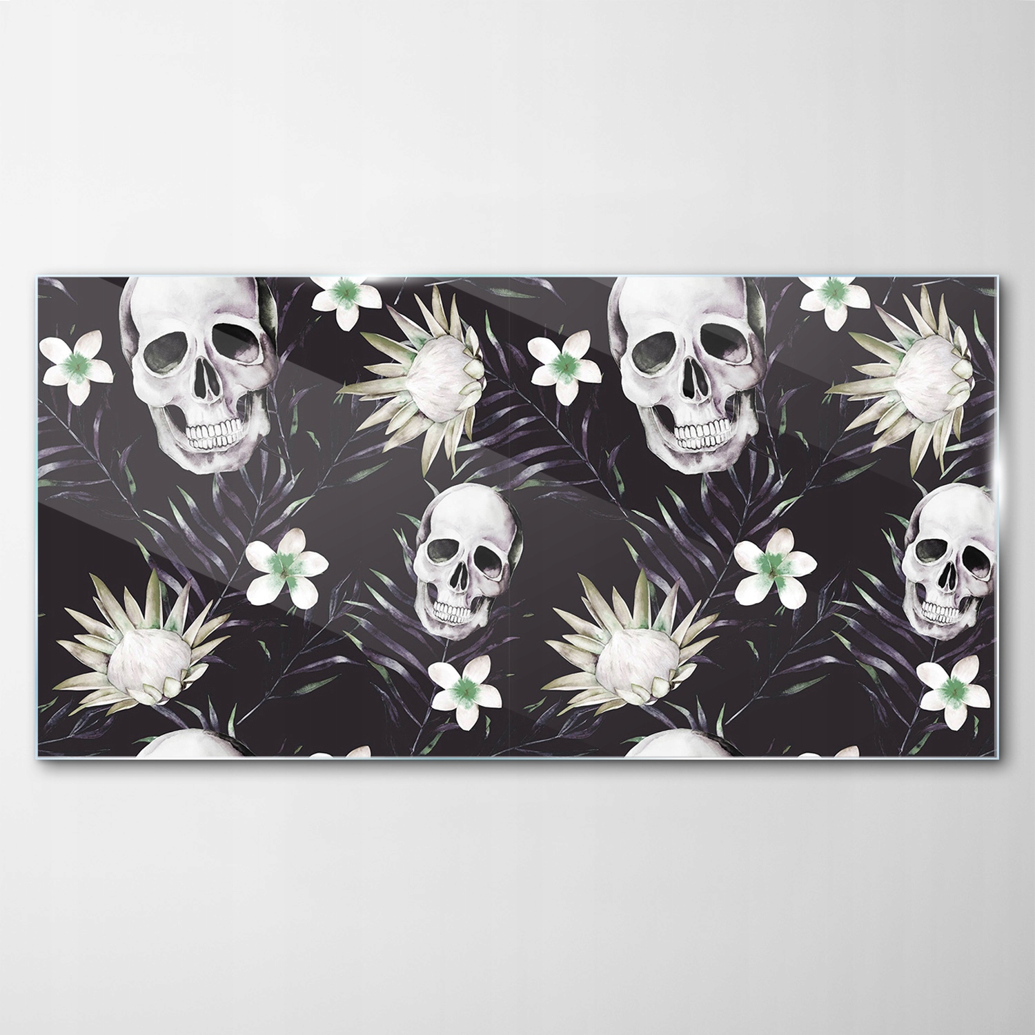 

Obraz na Szkle Dekor Natura Czaszki Kwiaty 140x70