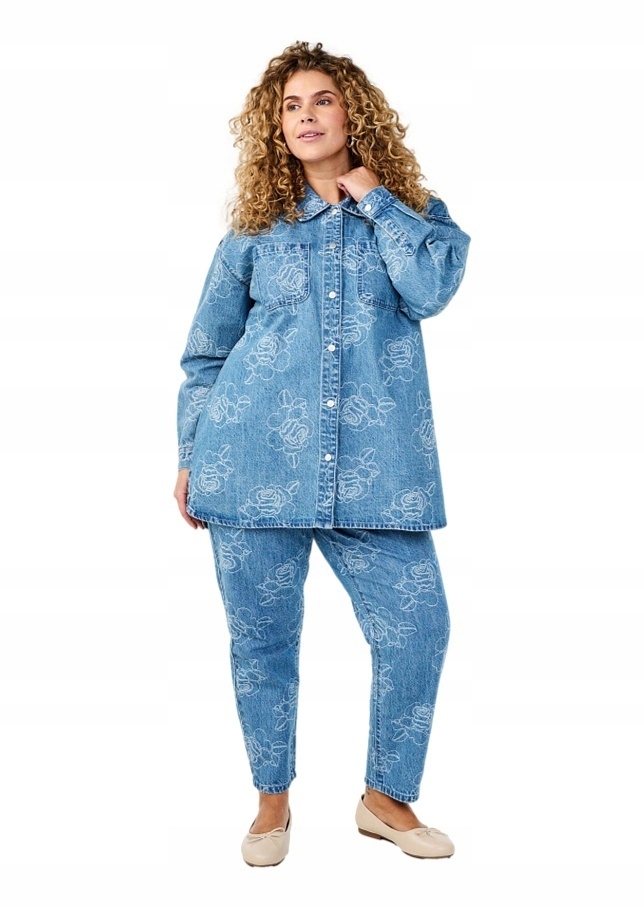 Zizzi Modré Džíny Mom Vzor 088I 42