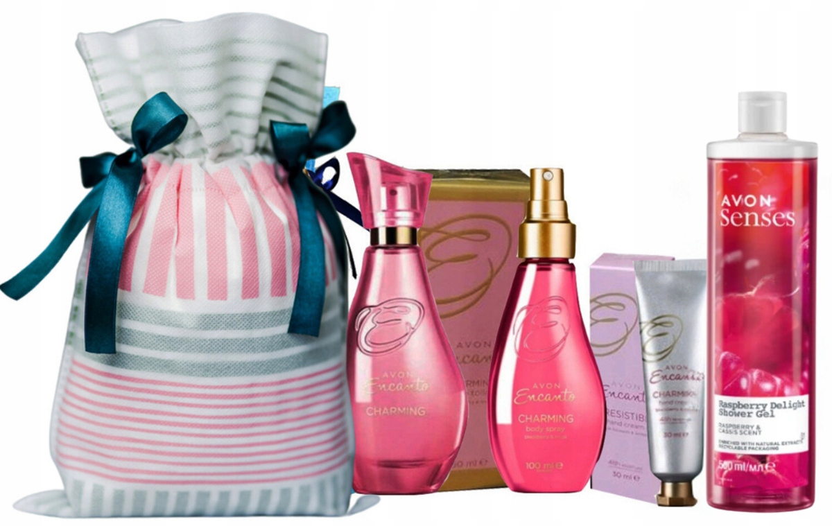 AVON ENCANTO CHARMING SET dárek K SVÁTEK MATEK NAROZENINY JMENNÝ SÁČEK ...