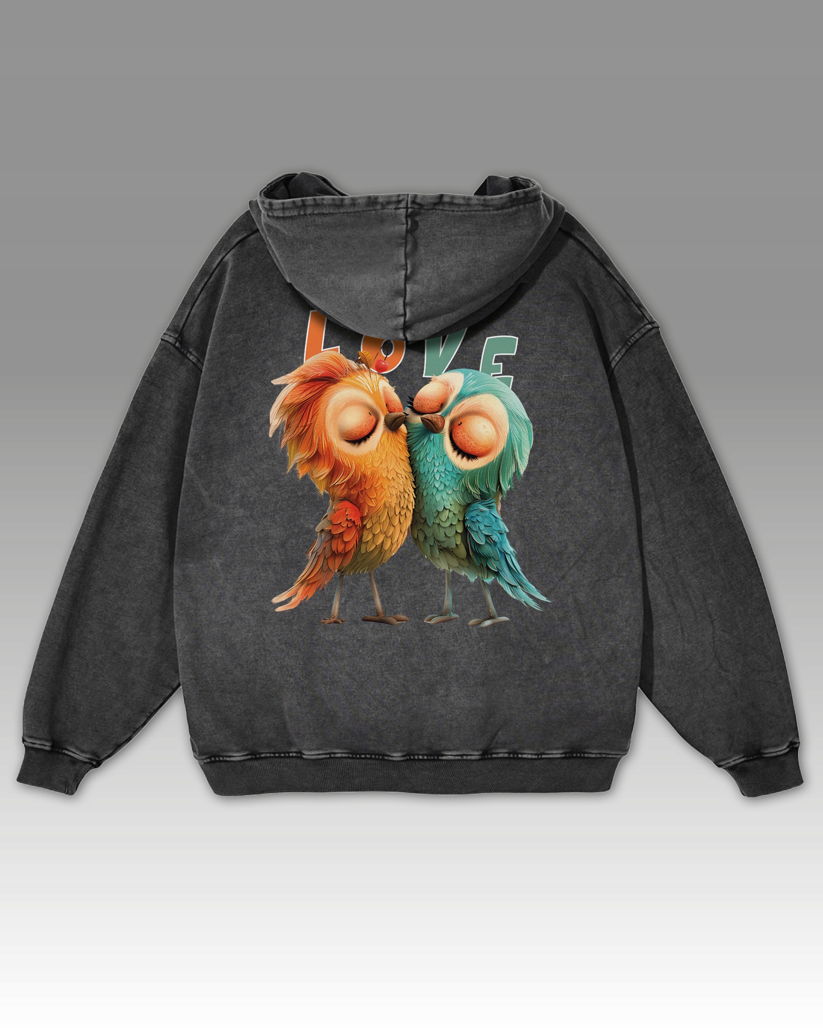 Mikina Love Birds Zamilovaní ptáci Pozitivní emoce Blízkost Grafitová L